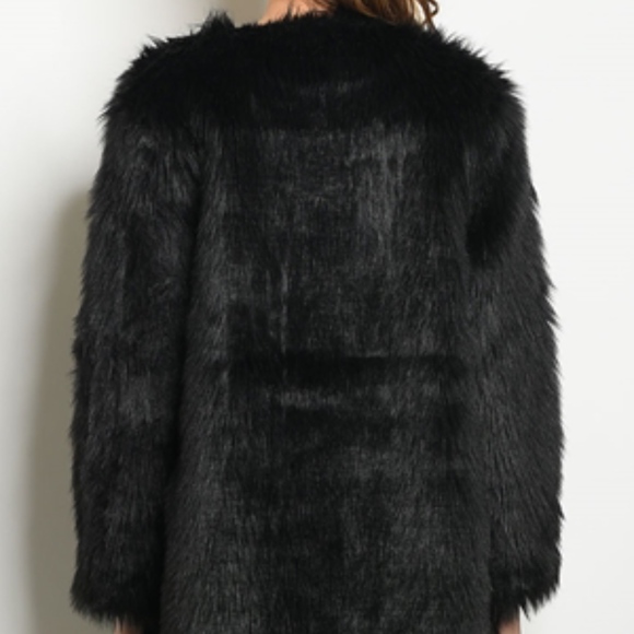 LAST 1 XS! ! BLACK FAUX FUR LONG COAT! - Picture 5 of 5